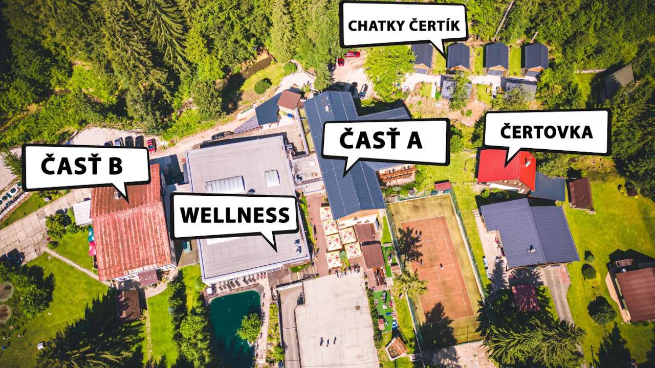 Mapa Wellness & Spa hotela Čertov